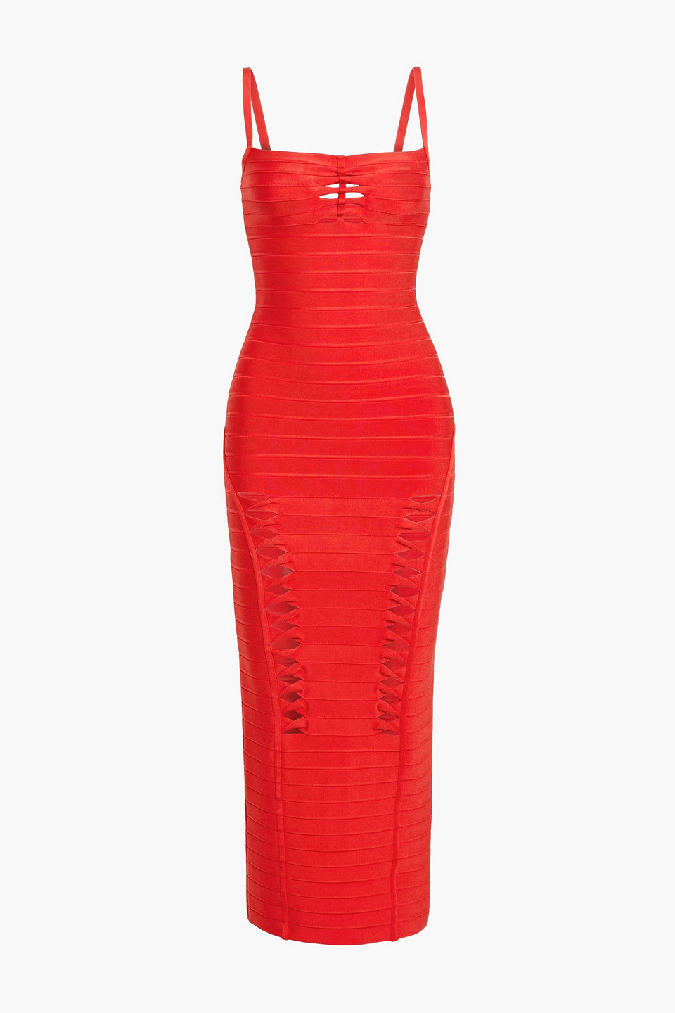 Herve Leger Remi Cutout Bandage Gown In Red