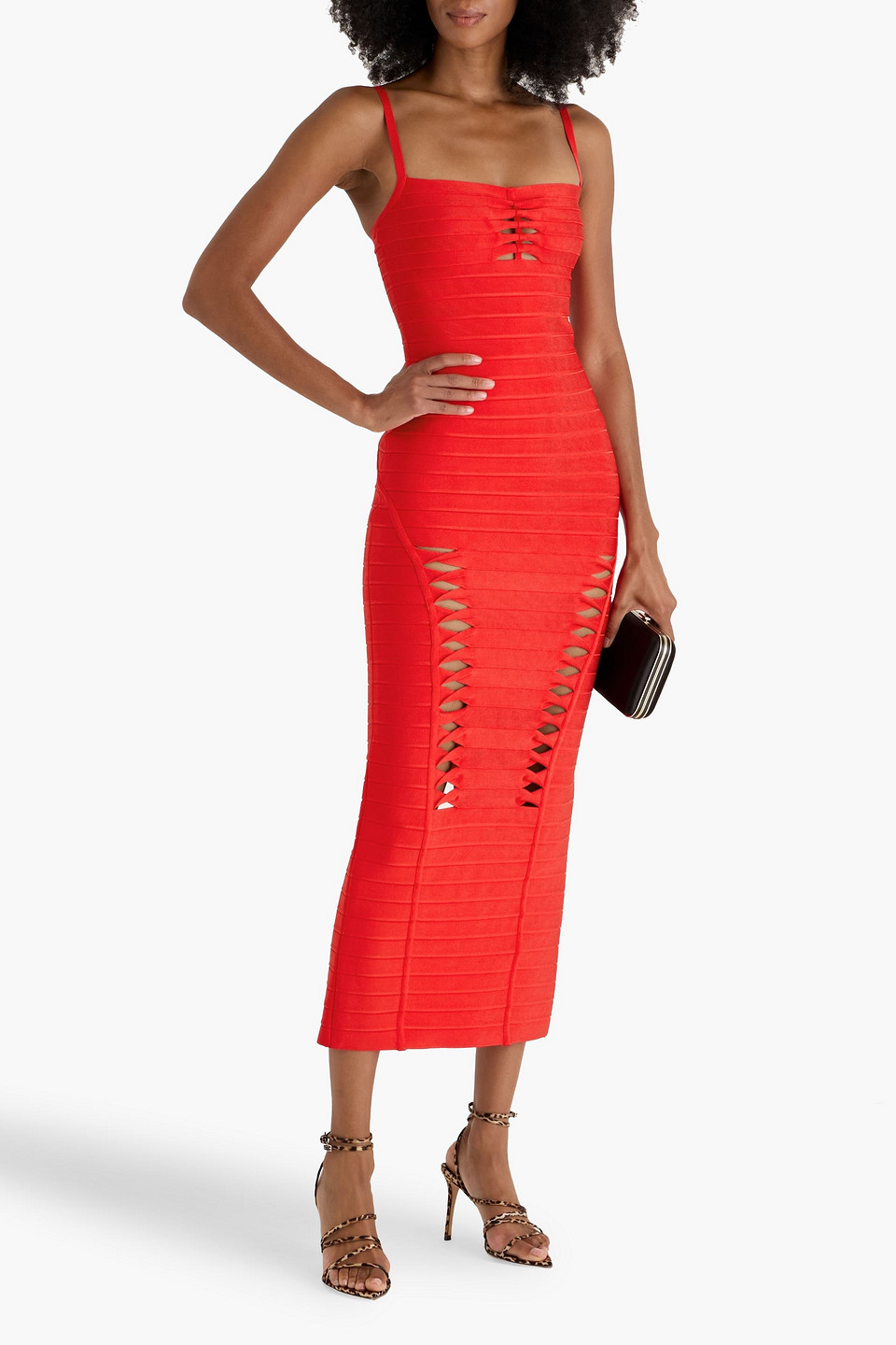 Herve Leger Remi Cutout Bandage Gown In Red