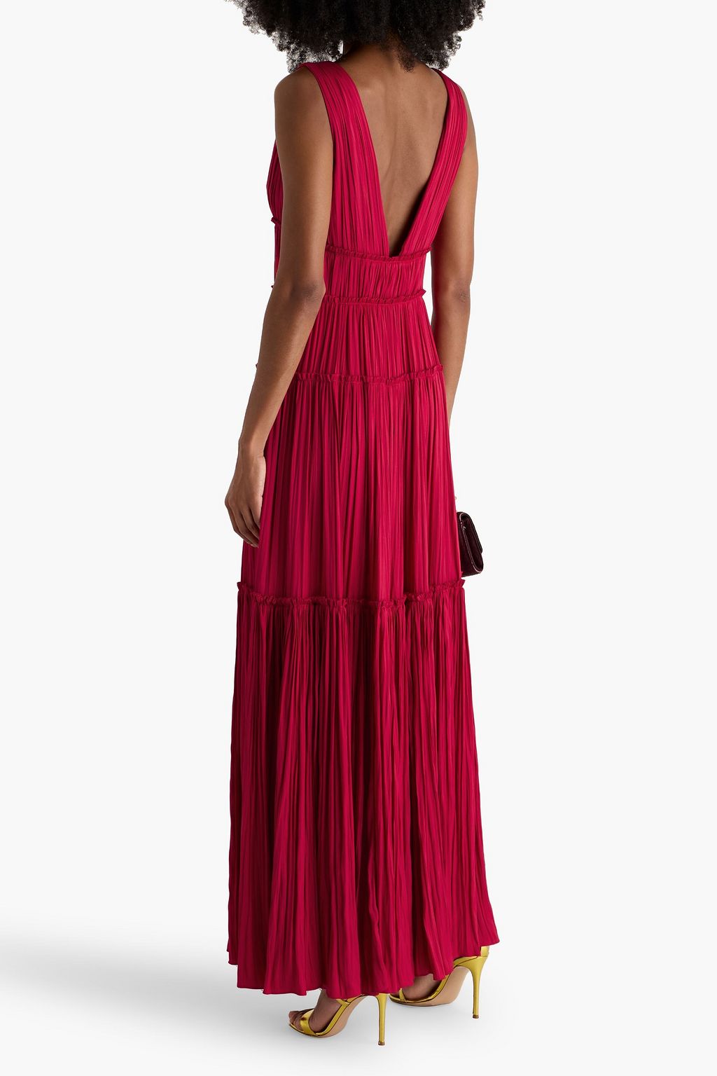 SIMKHAI Mandi tiered pleated satin gown