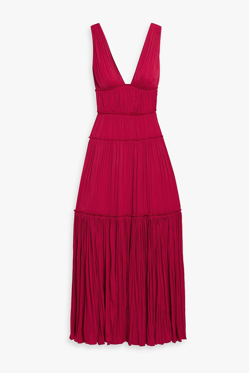 Simkhai Mandi Tiered Pleated Satin Gown In Pink