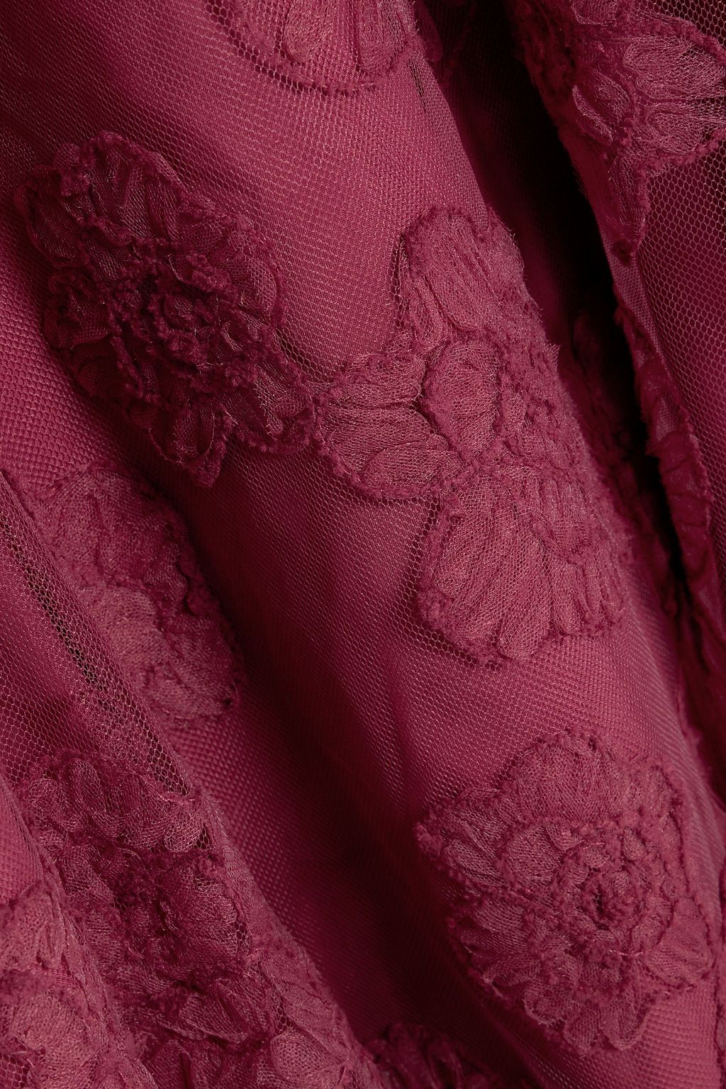 BADGLEY MISCHKA Belted embroidered tulle gown