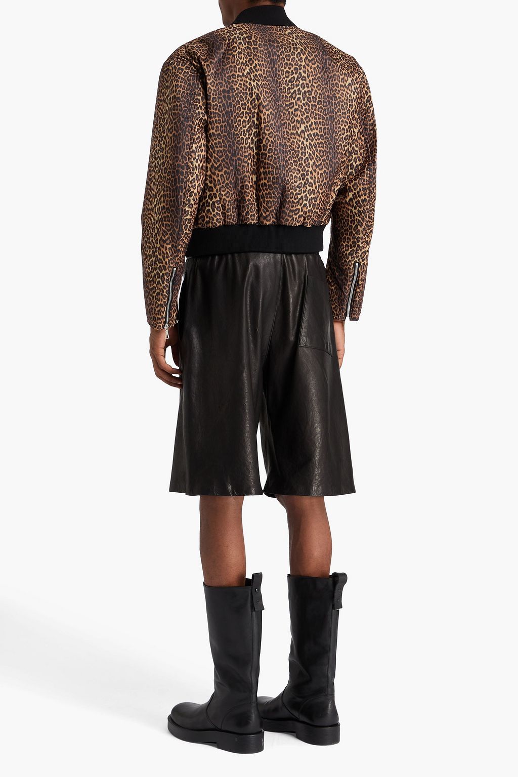 DRIES VAN NOTEN 레오파드 프린트 쉘 보머 재킷
