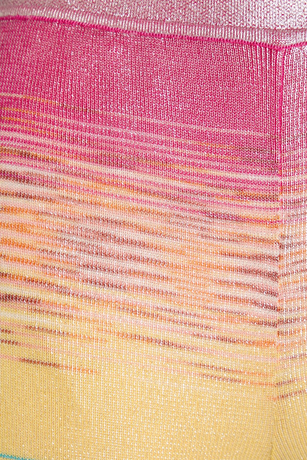 MISSONI بنطلون بقصة واسعة من الأسفل من نسيج بحبكة كروشيه بلون ميتاليك