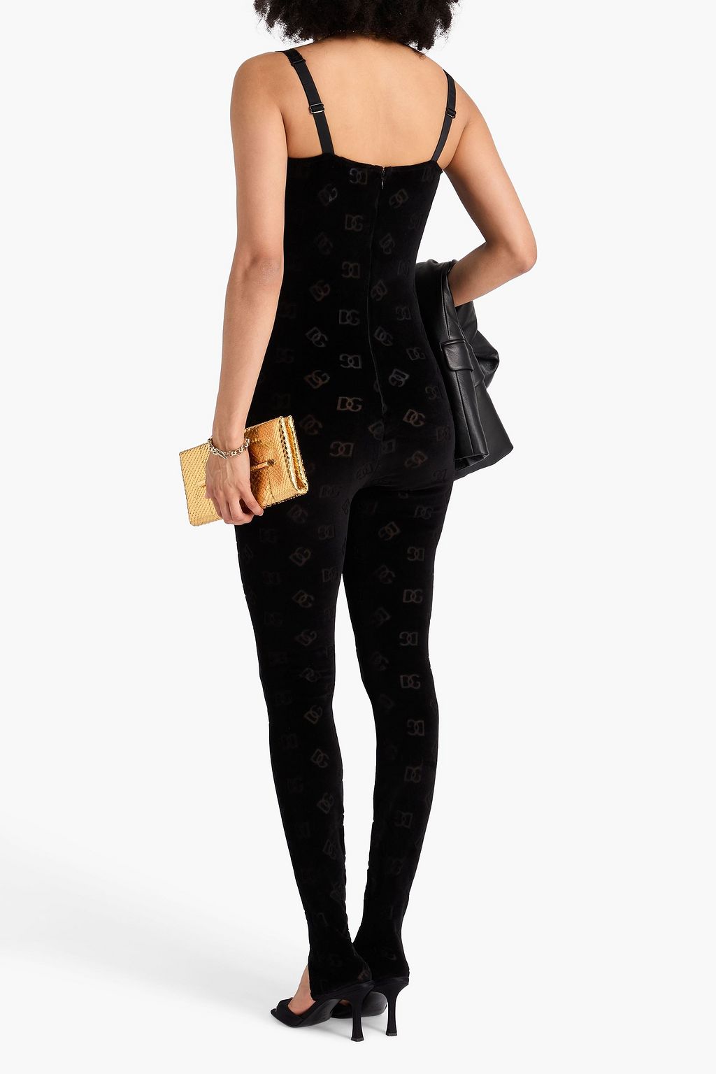 DOLCE&GABBANA Cotton and silk-blend devoré-velvet jumpsuit