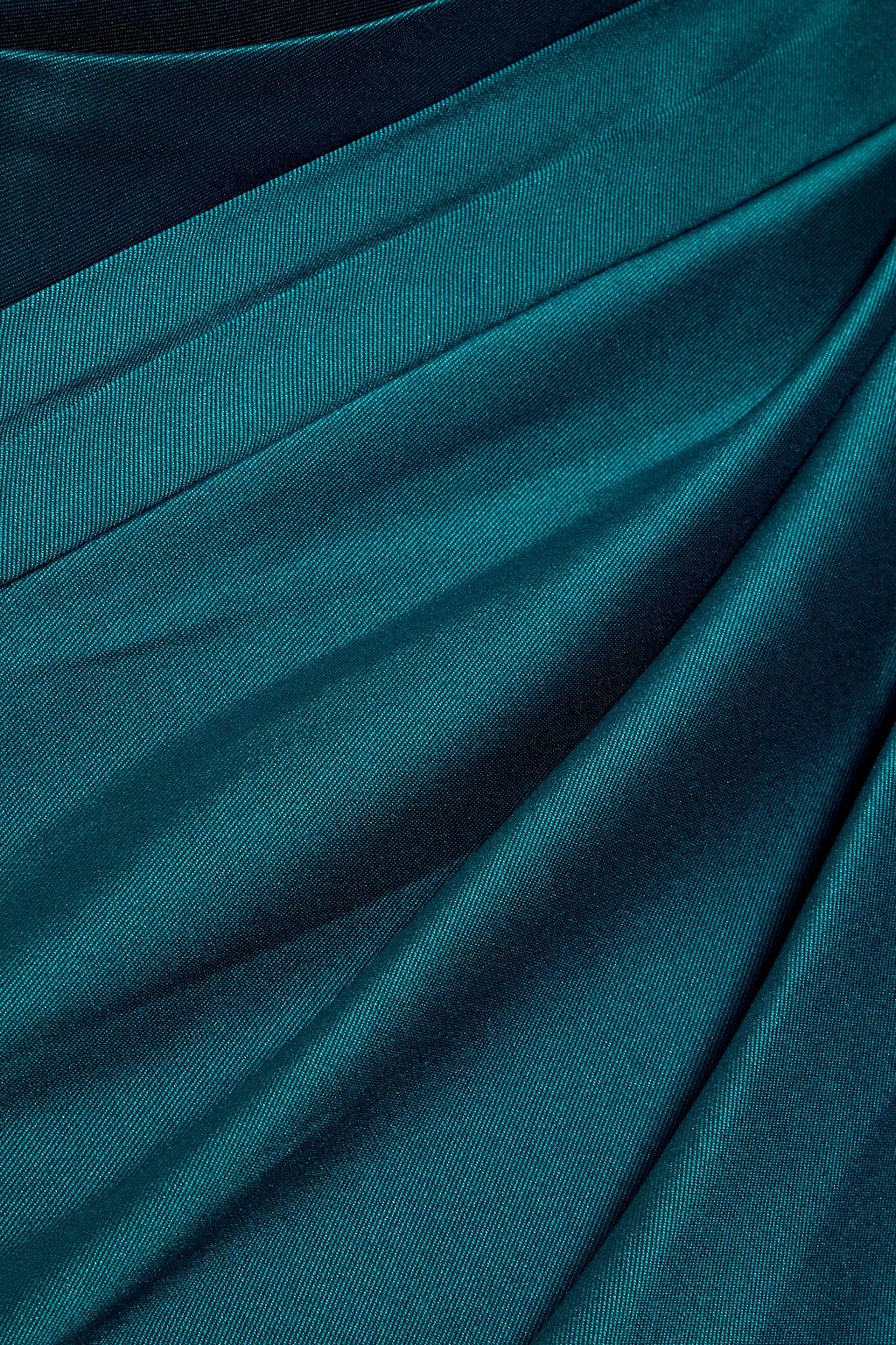 BADGLEY MISCHKA Strapless ruffled satin-twill gown