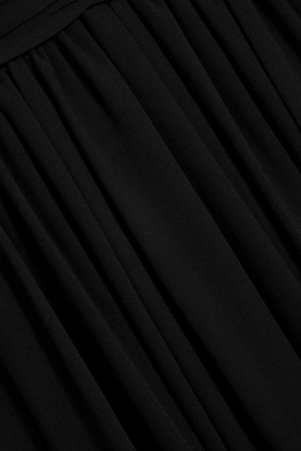 Badgley Mischka Off-the-shoulder Pintucked Georgette Gown In Black