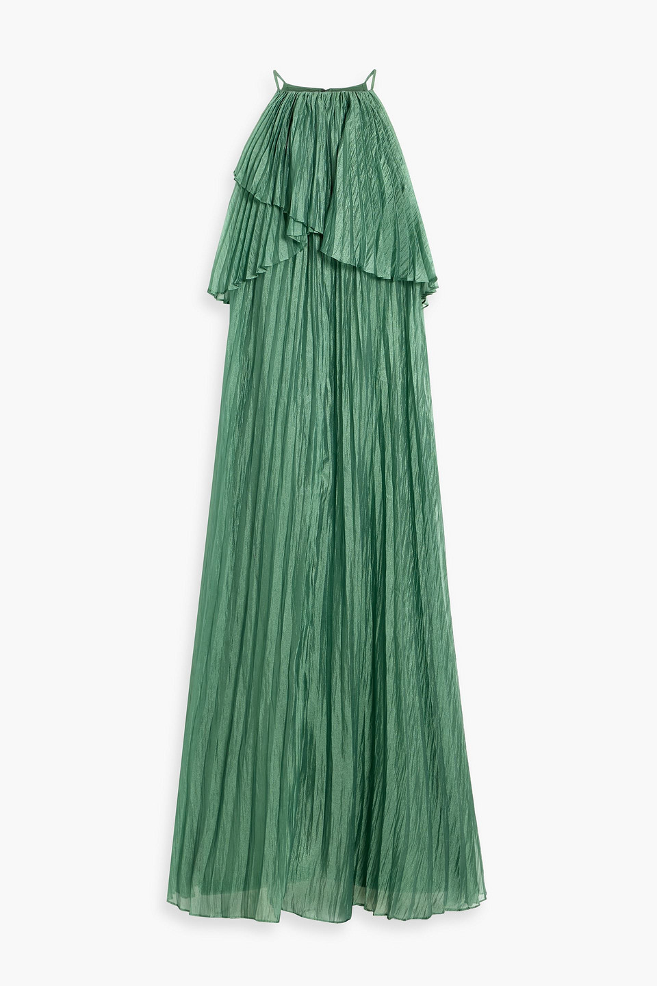 Badgley Mischka Pleated Crinkled-habotai Gown In Multi