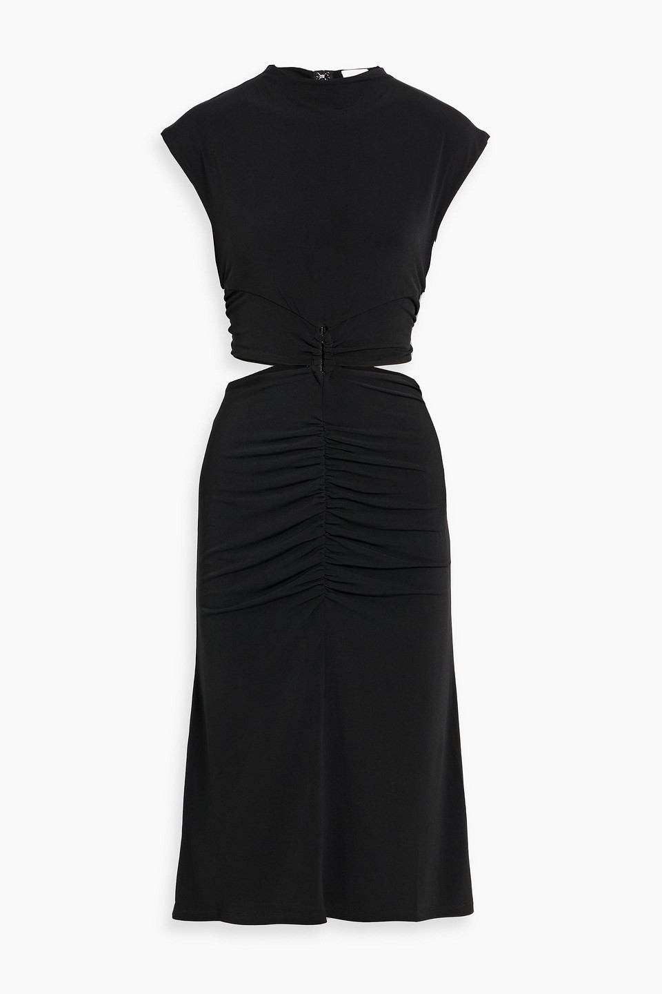 Herve Leger Gabrielle Ruched Cutout Stretch-jersey Midi Dress In Black