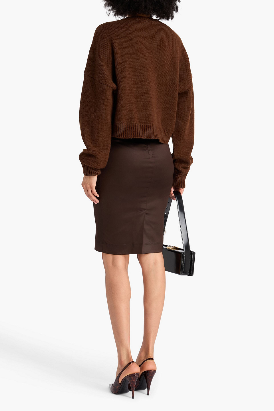  Dolce&gabbana - Cropped Pullover Aus Einer Gerippten Woll-kaschmirmischung - Braun - It 44 