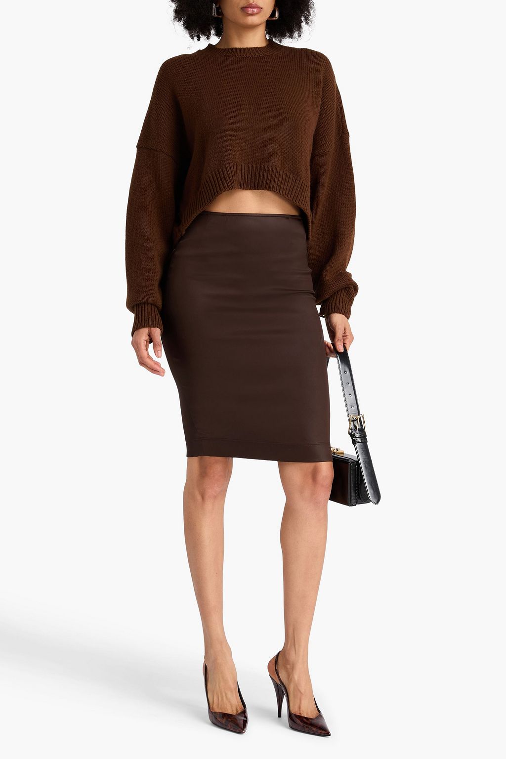 DOLCE&GABBANA Cropped ribbed wool and cashmere-blend sweater