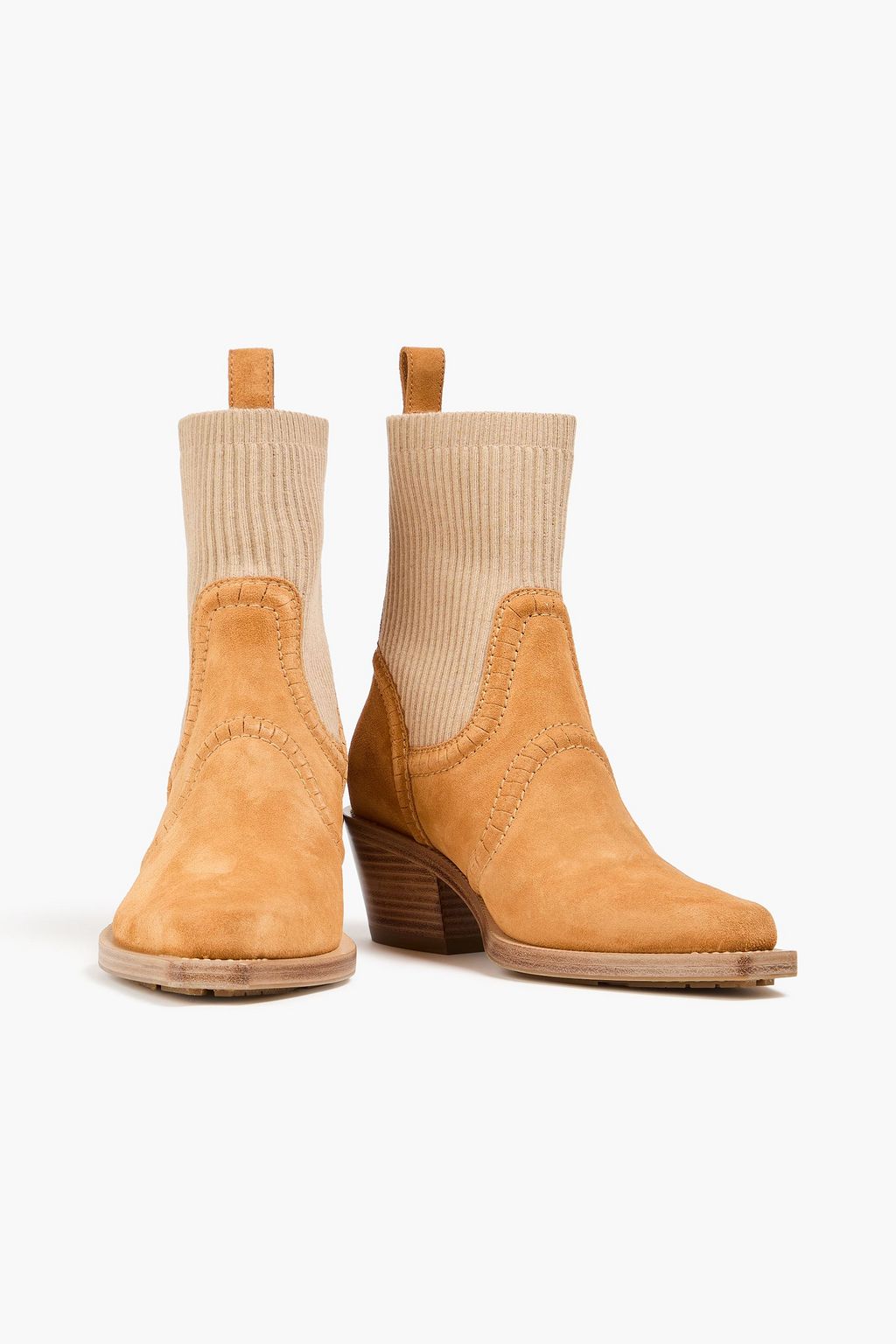 CHLOÉ بوت بطول الكاحل "نيلي" من نسيج بحبكة مضلّعة وشامواه