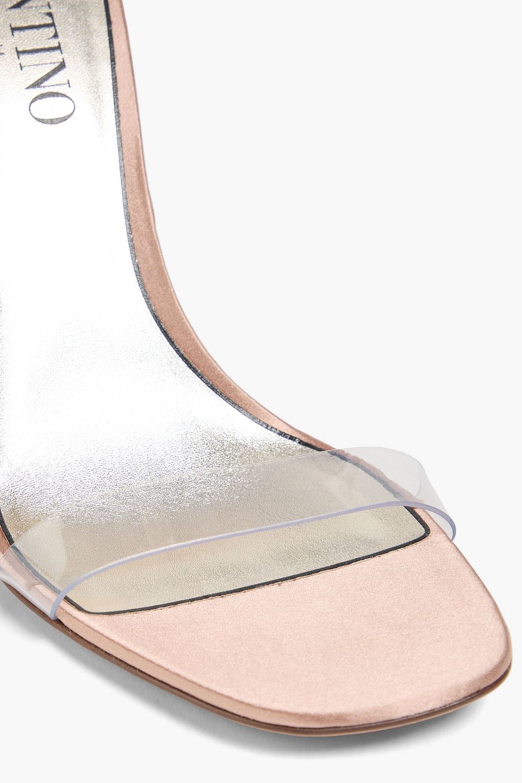 VALENTINO GARAVANI Rockstud サテン&PVC サンダル クリスタル付き