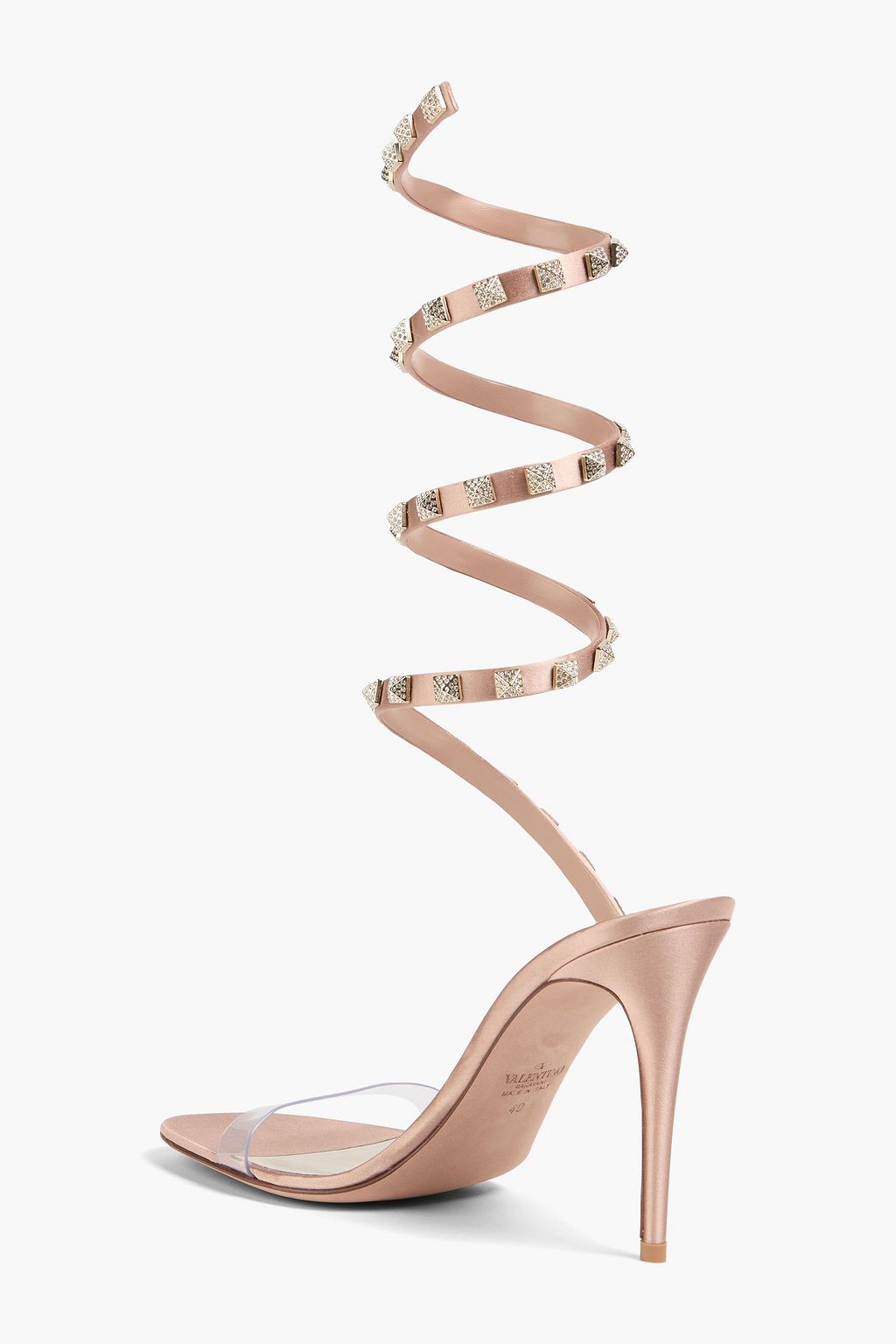 VALENTINO GARAVANI Rockstud サテン&PVC サンダル クリスタル付き