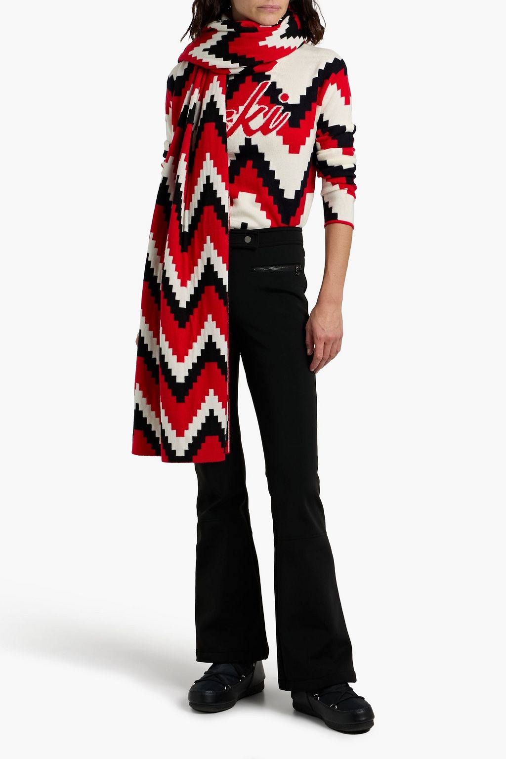 PERFECT MOMENT Jacquard-knit merino wool scarf