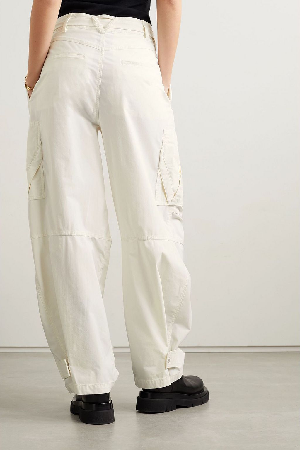 BOTTEGA VENETA Belted wool-blend wide-leg cargo pants