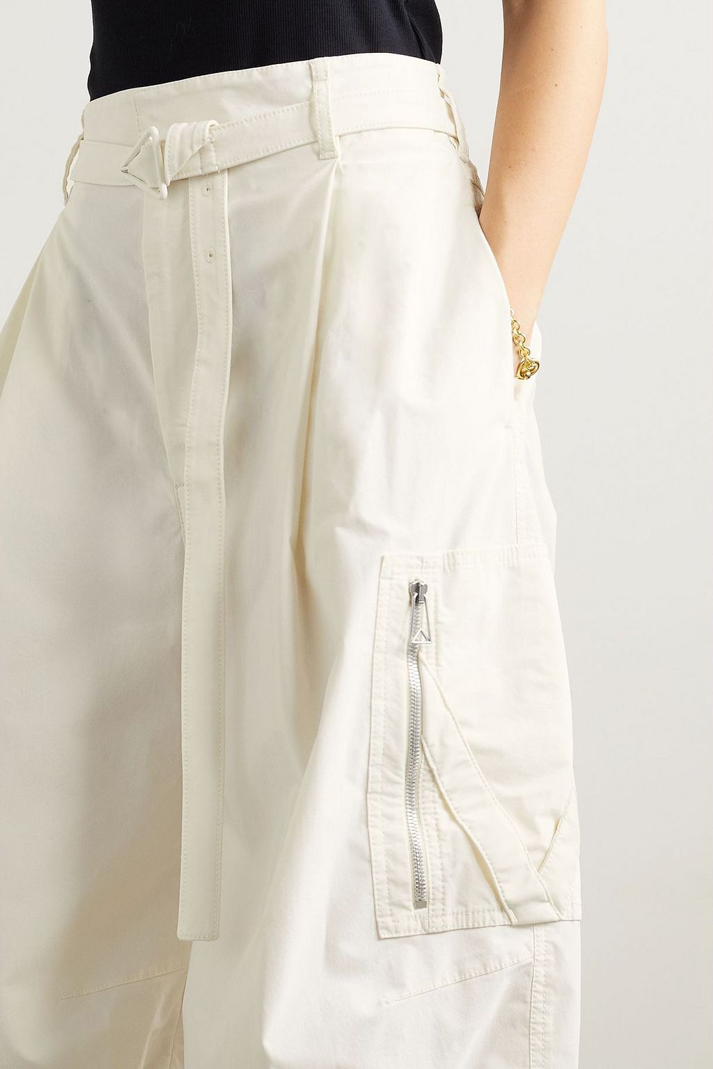 BOTTEGA VENETA Belted wool-blend wide-leg cargo pants