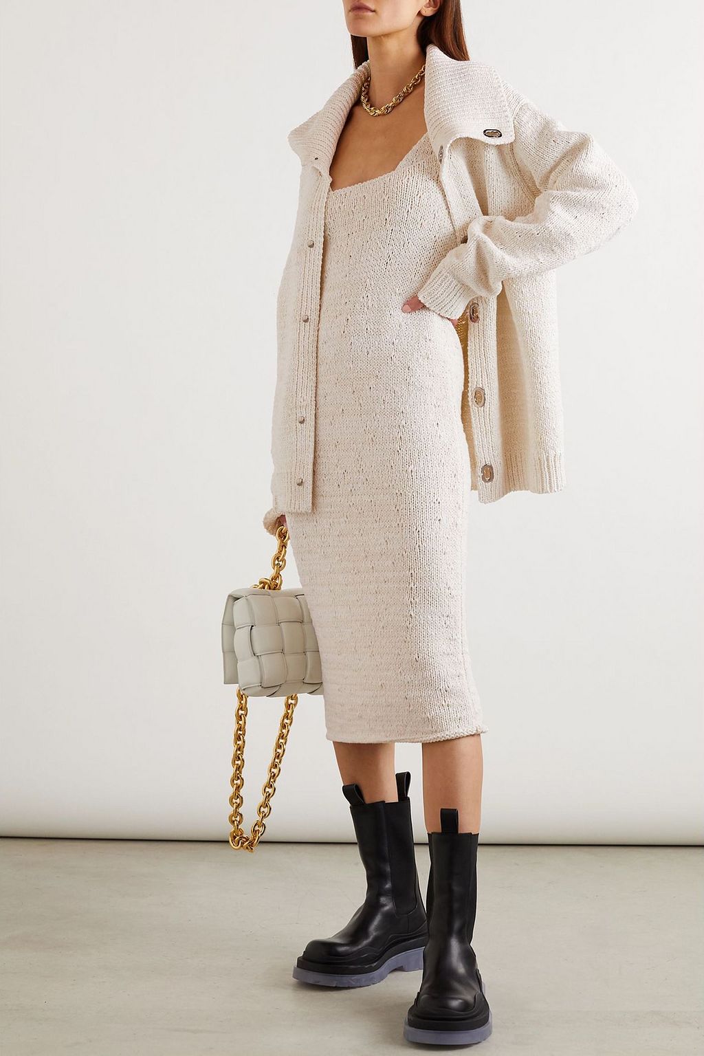 BOTTEGA VENETA Cotton-blend midi dress