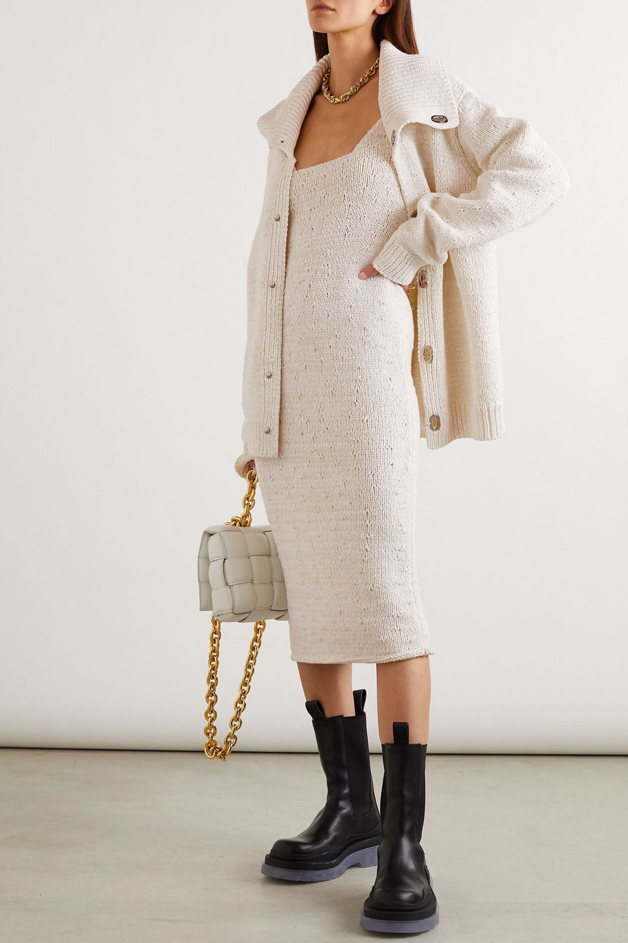 Bottega Veneta Cotton-blend midi dress