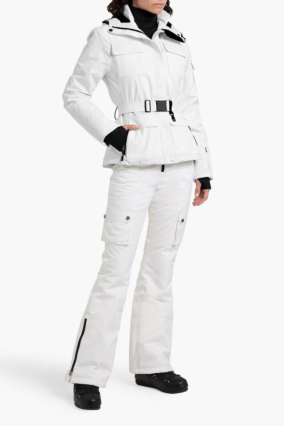 Erin Snow Diana Belted Ski Jacket In White