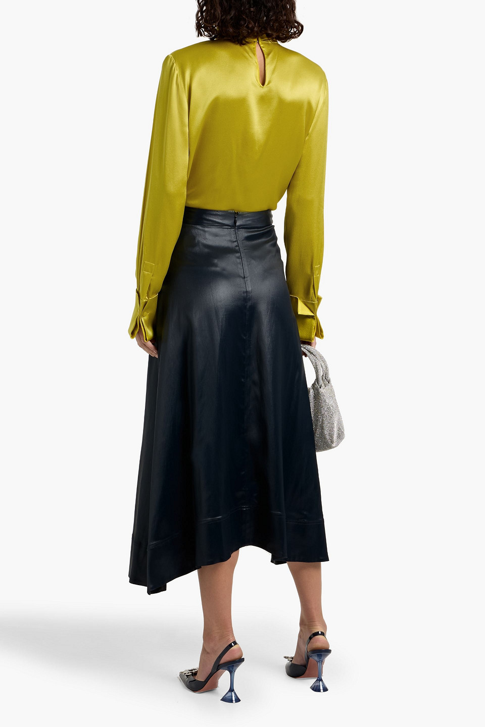 Oscar De La Renta Silk-satin Crepe Blouse In Yellow