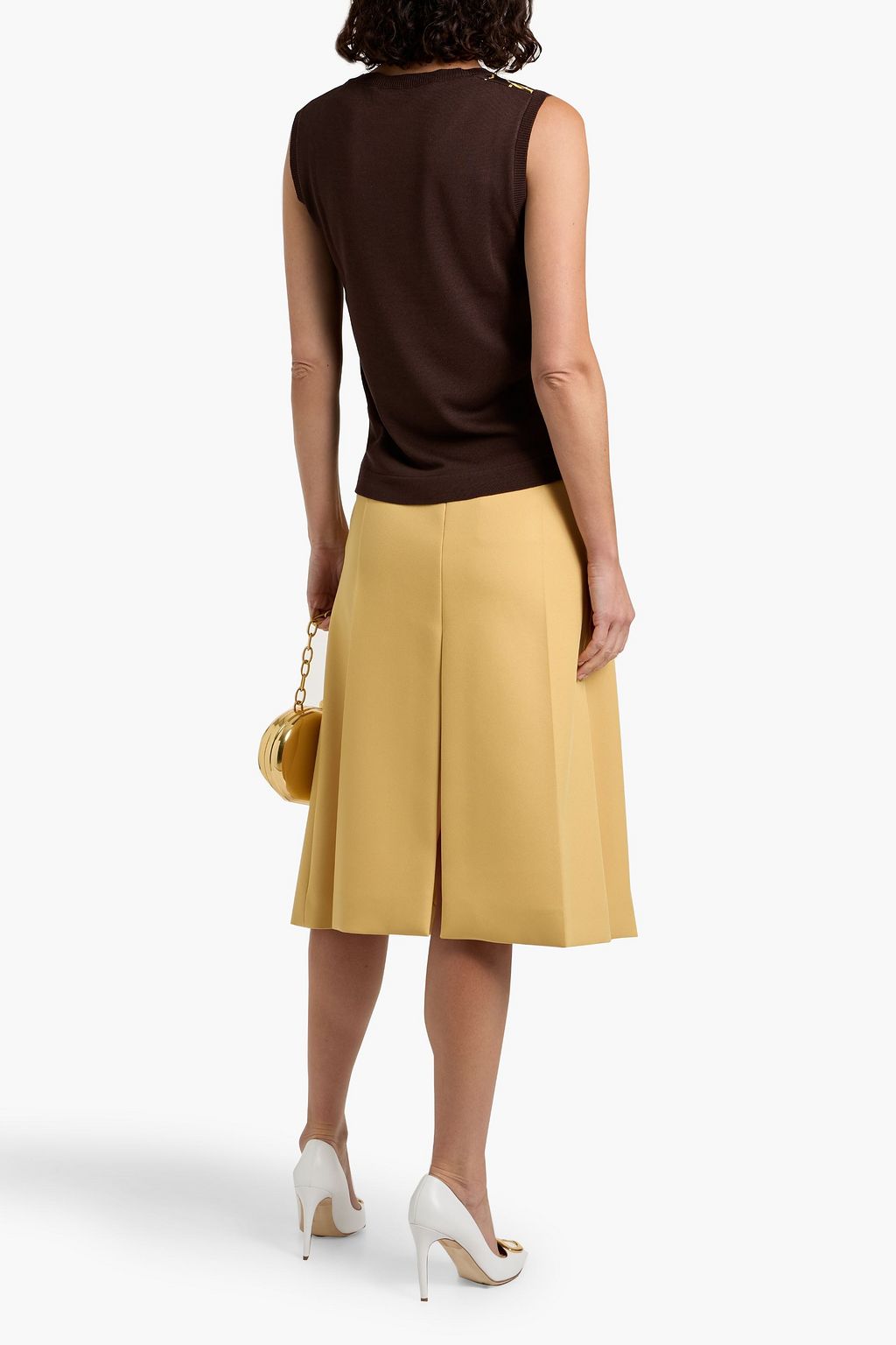 OSCAR DE LA RENTA Printed satin-twill and silk-blend top