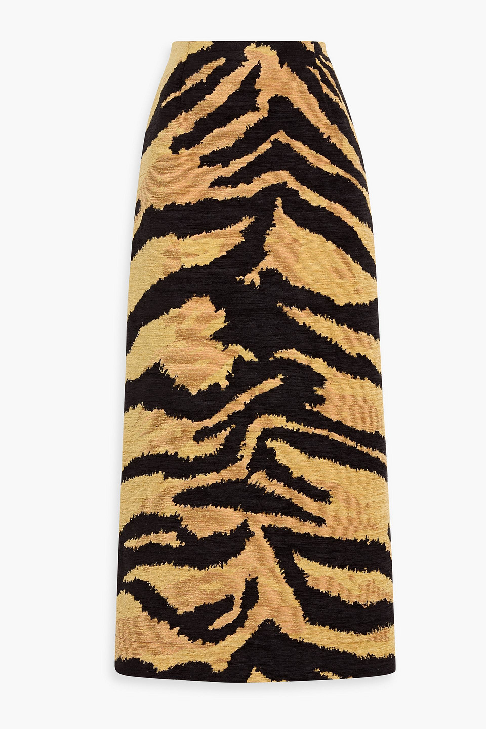 Oscar De La Renta Tiger-print Jacquard Midi Skirt In Brown