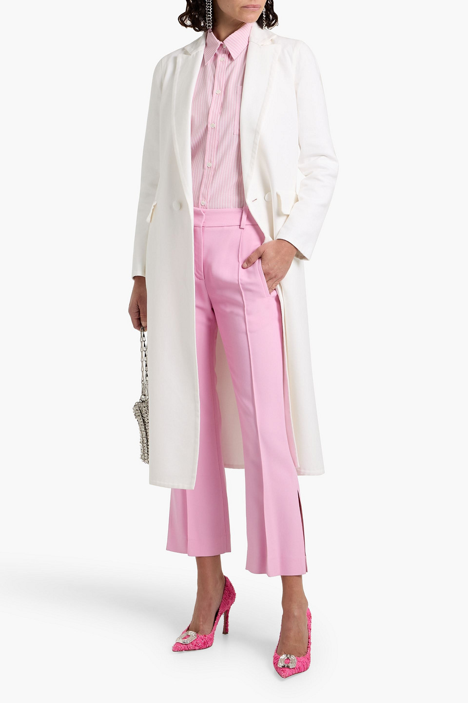 Oscar De La Renta Double-breasted Cotton-twill Coat In White