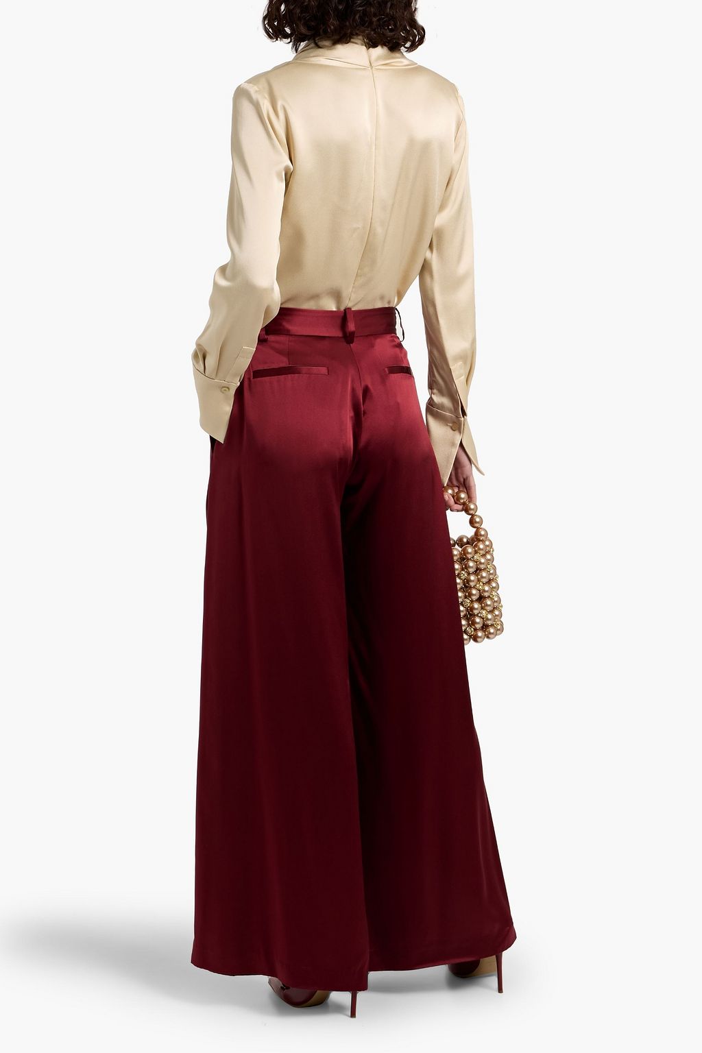 OSCAR DE LA RENTA Draped satin-crepe blouse