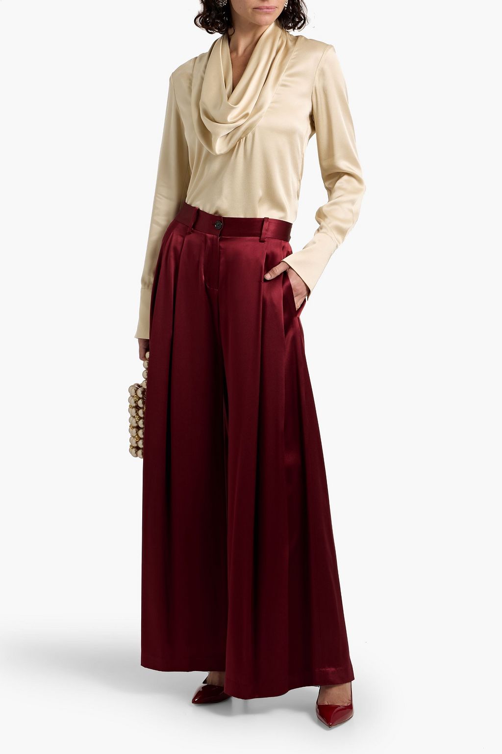 OSCAR DE LA RENTA Draped satin-crepe blouse