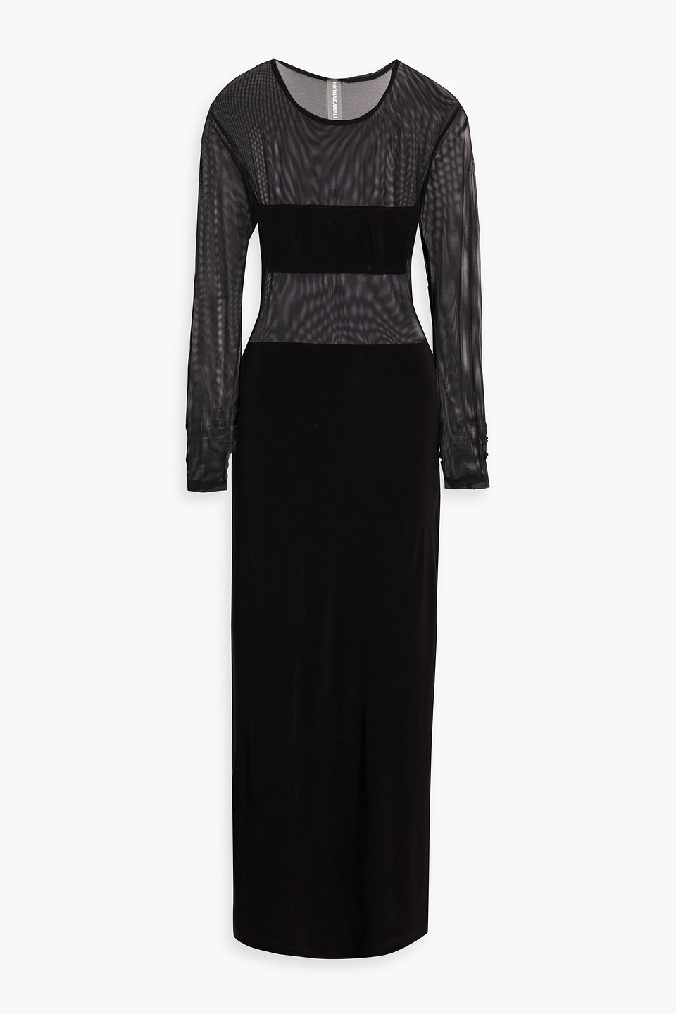 Norma Kamali Dash Dash Mesh-paneled Stretch-knit Gown In Black