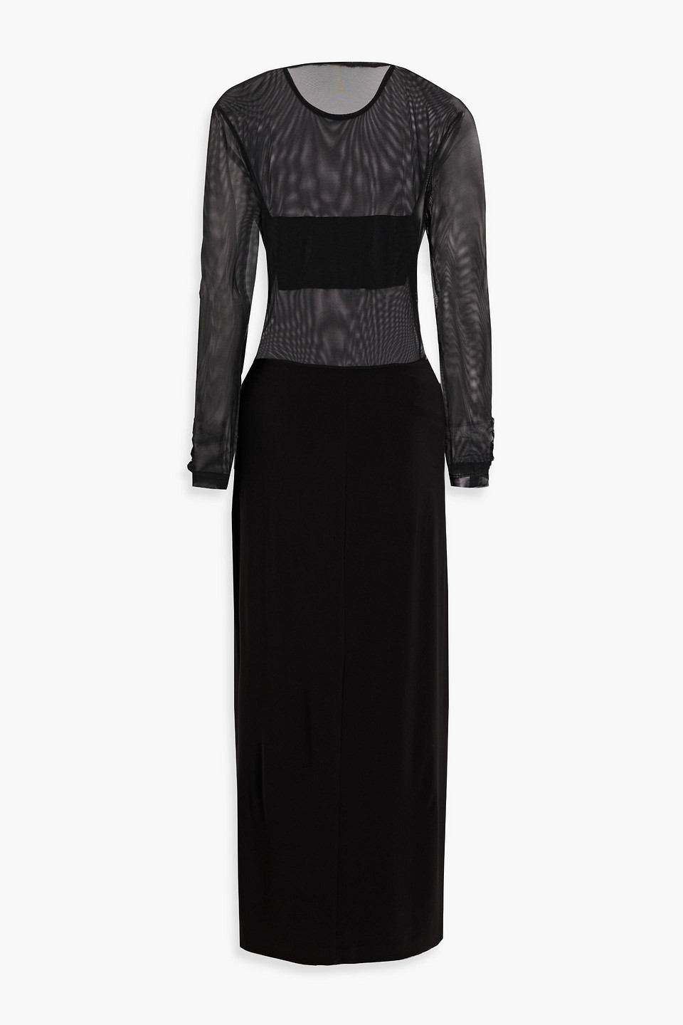 Norma Kamali Dash Dash Mesh-paneled Stretch-knit Gown In Black
