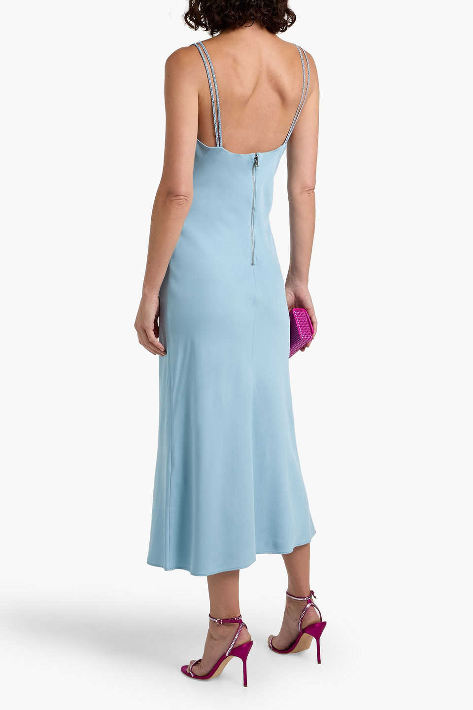 Alice And Olivia Kiro Satin-crepe Midi Dress In Blue