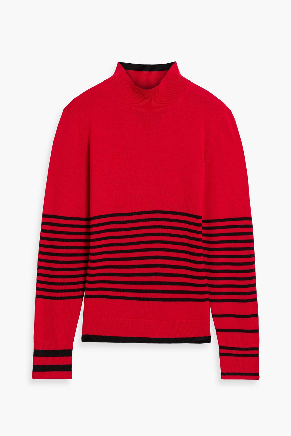 Erin Snow Jackie Striped Merino Wool Turtleneck Sweater In Red