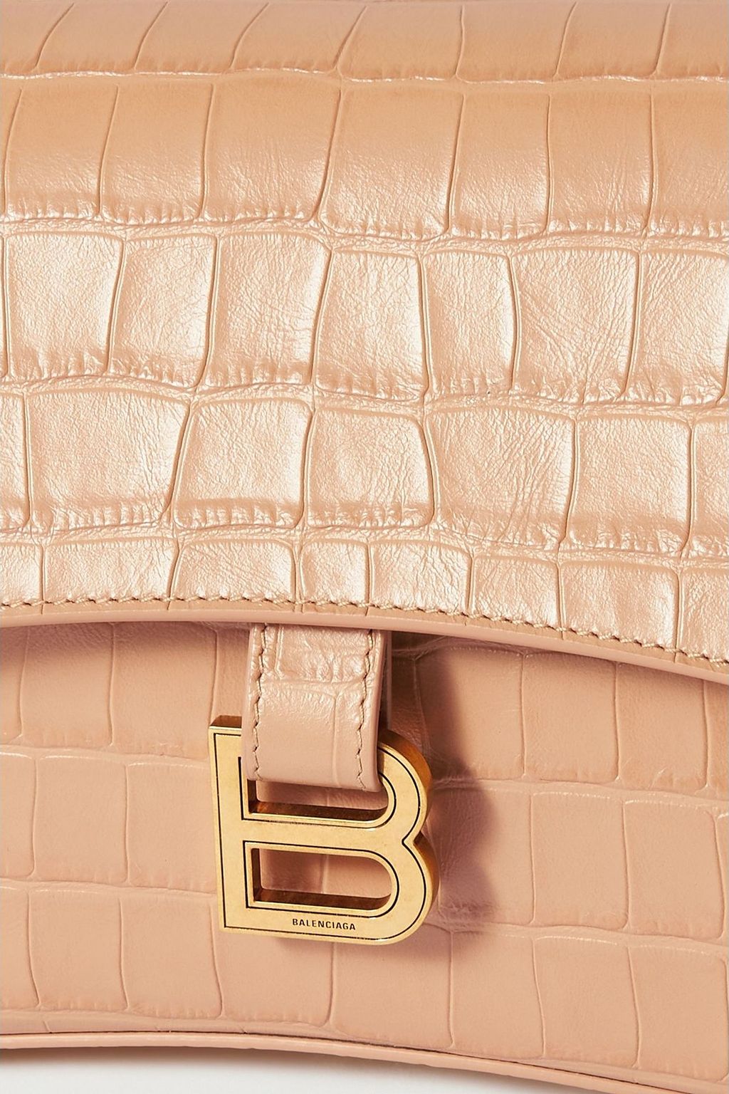 BALENCIAGA Hourglass medium croc-effect leather shoulder bag