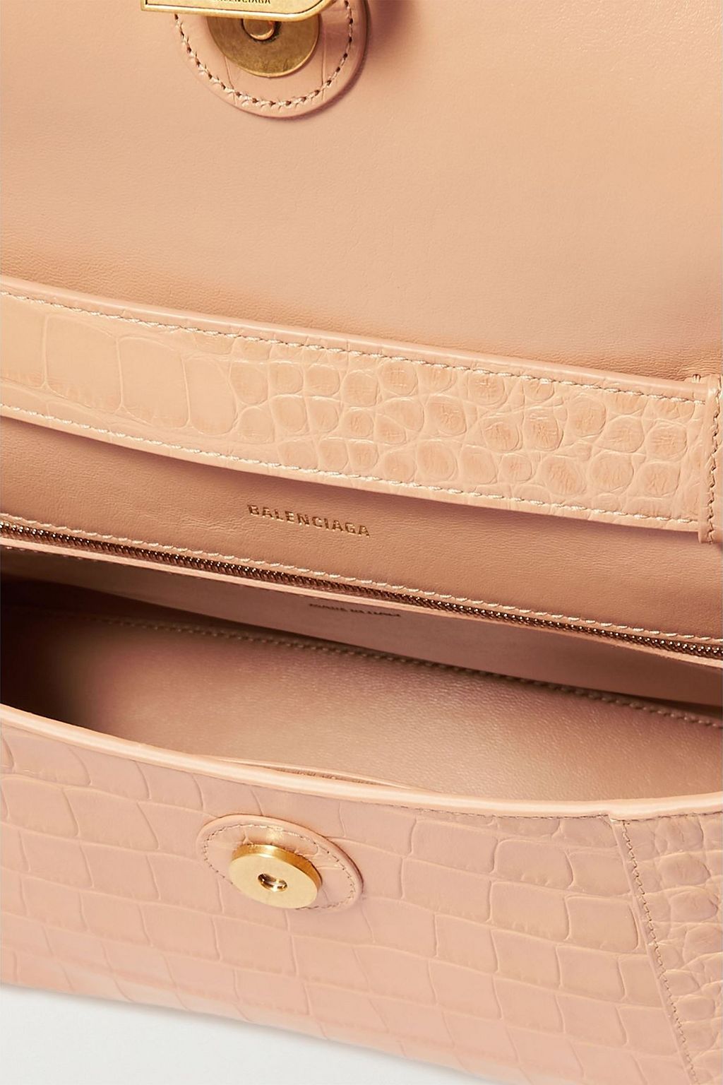 BALENCIAGA Hourglass medium croc-effect leather shoulder bag