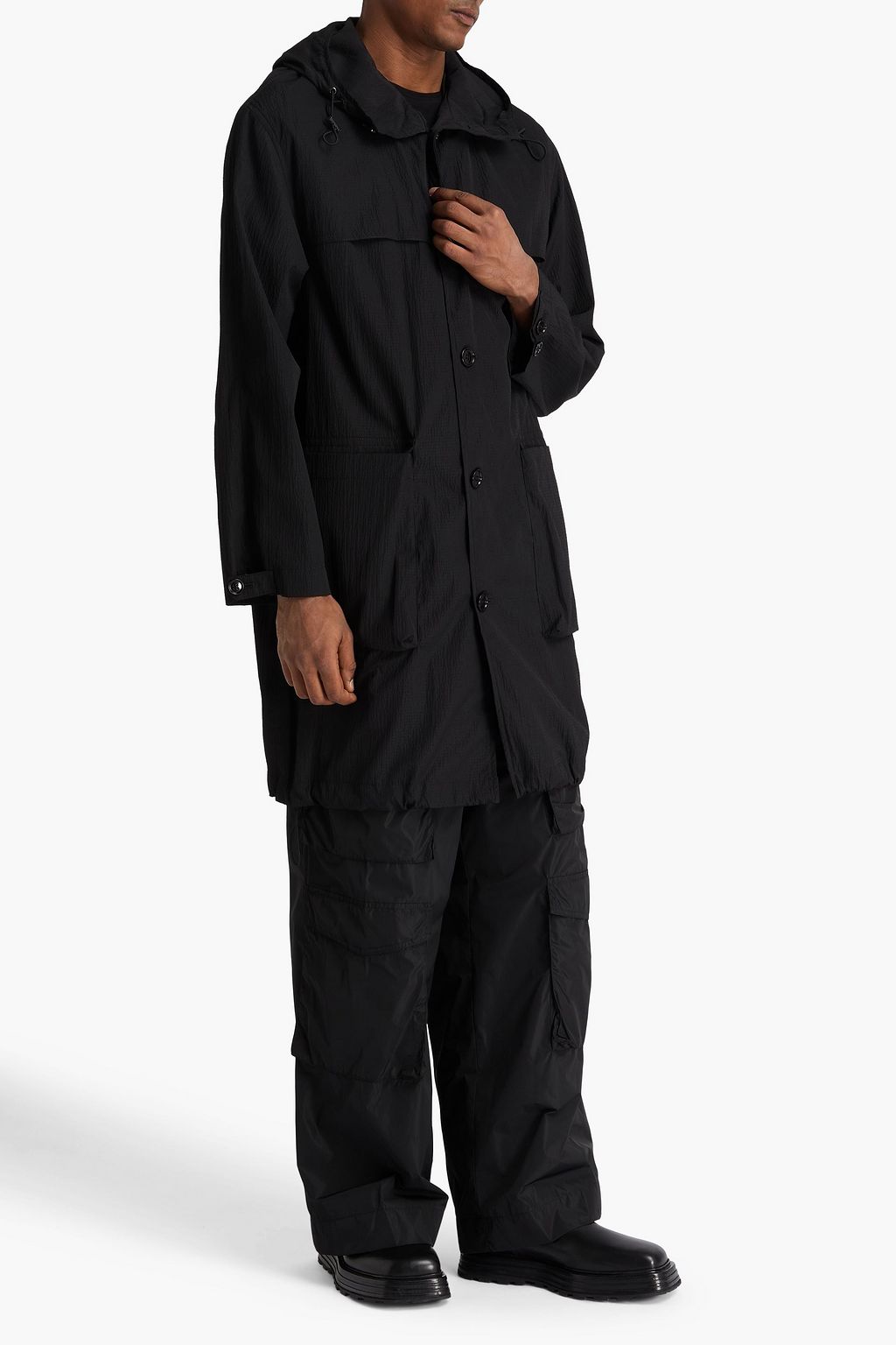 DRIES VAN NOTEN معطف باركا من نسيج سيرساكر