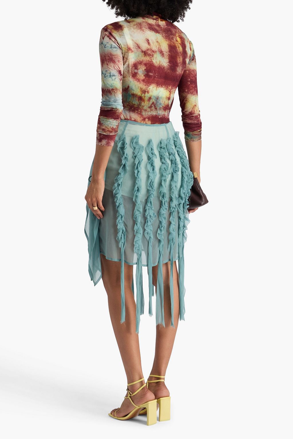 DRIES VAN NOTEN Ruffled crepon midi skirt