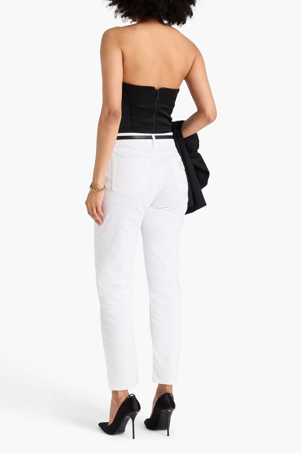 DOLCE&GABBANA Distressed high-rise tapered jeans