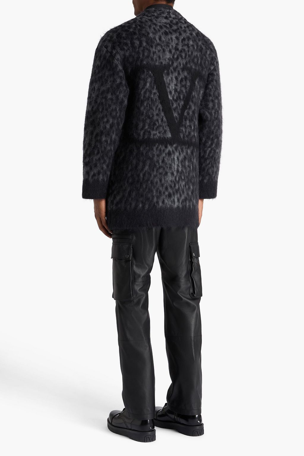 VALENTINO GARAVANI Cardigan aus gebürstetem Jacquard-Strick mit Leopardenprint