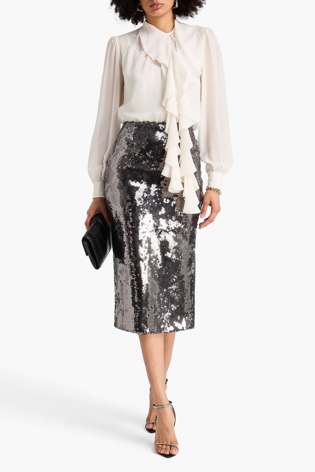 DOLCE&GABBANA Ruffled silk-georgette blouse