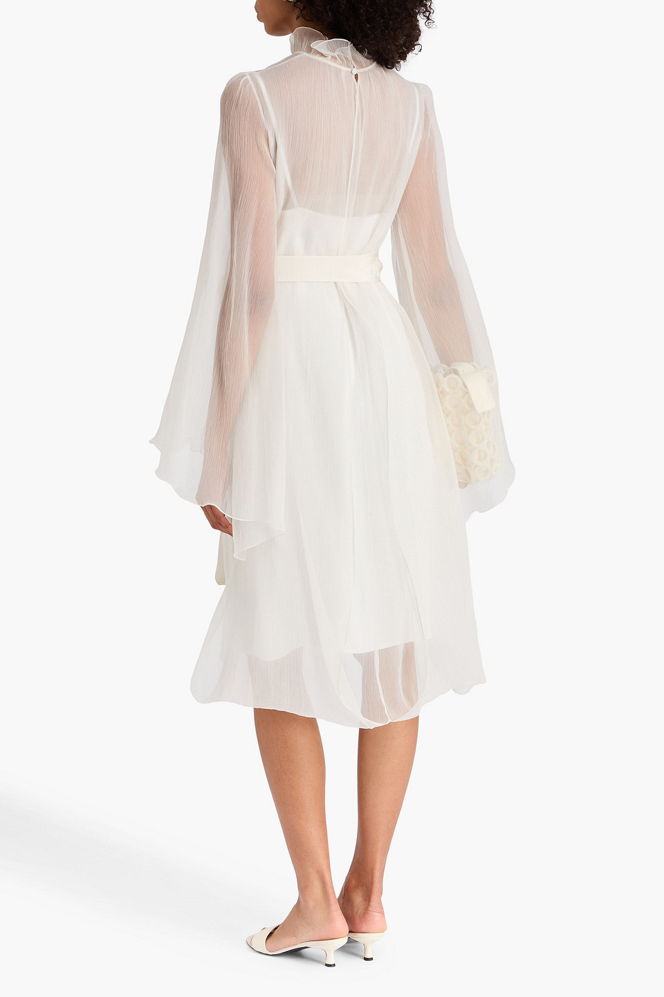  Max Mara - Kleid Aus Seidenkrepon - Weiß - It 36 