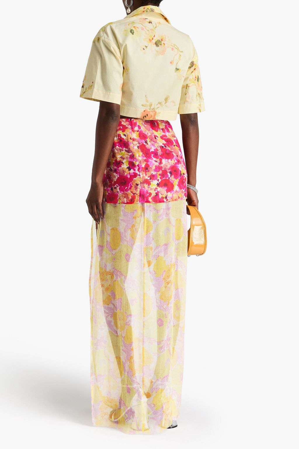 DRIES VAN NOTEN Layered floral-print silk-crepon maxi wrap skirt