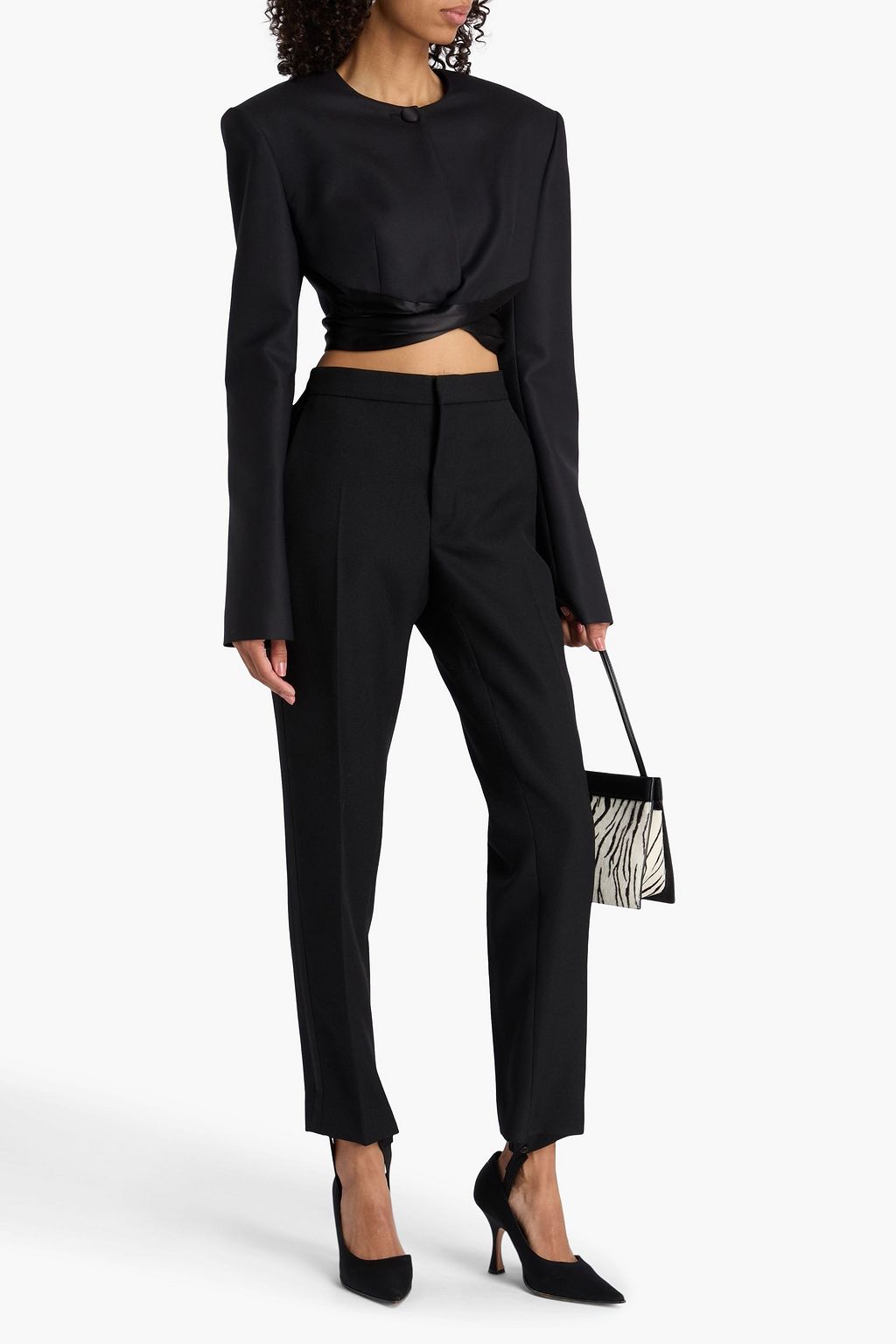 WARDROBE.NYC Striped grain de poudre wool tapered pants