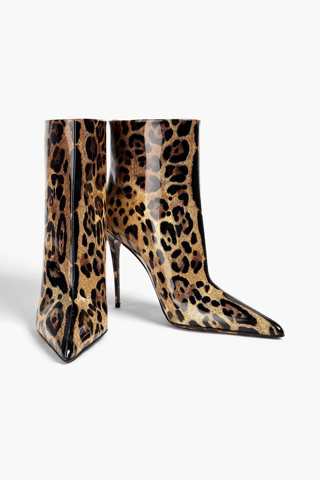 DOLCE&GABBANA Leopard-print patent-leather ankle boots