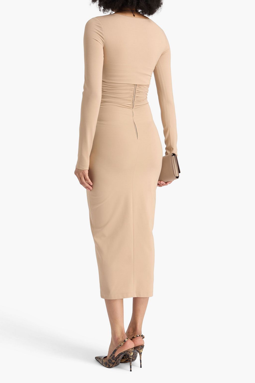 DOLCE&GABBANA Appliquéd draped jersey midi dress