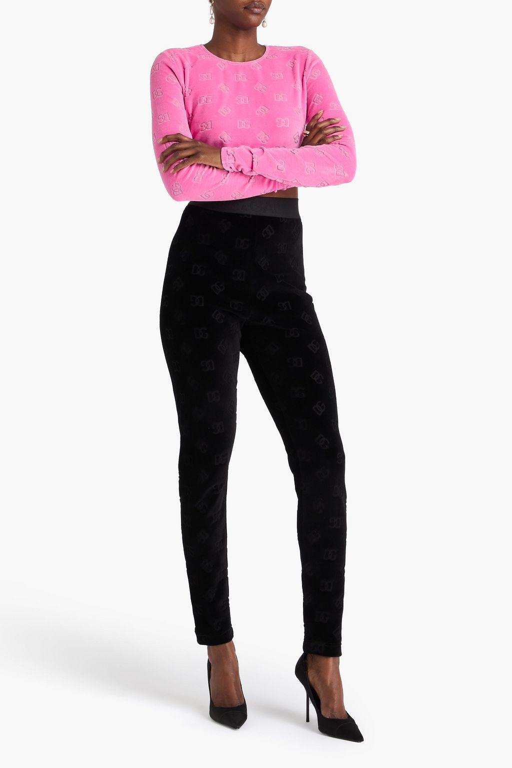 DOLCE&GABBANA Leggings aus Jacquard aus Baumwollsamt