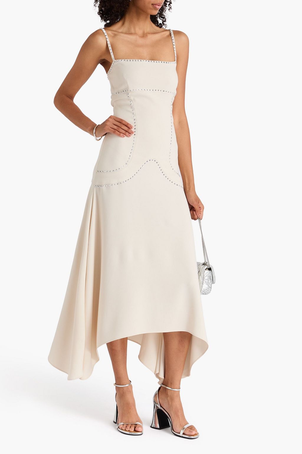 STELLA MCCARTNEY Asymmetric crystal-embellished crepe maxi dress