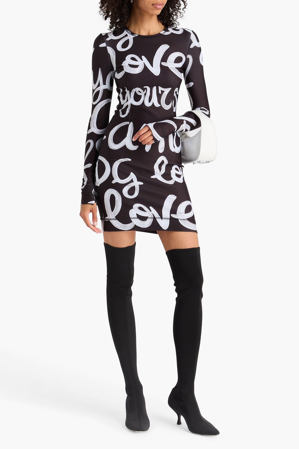 DOLCE&GABBANA ストレッチジャージー ミニワンピース プリント入り
