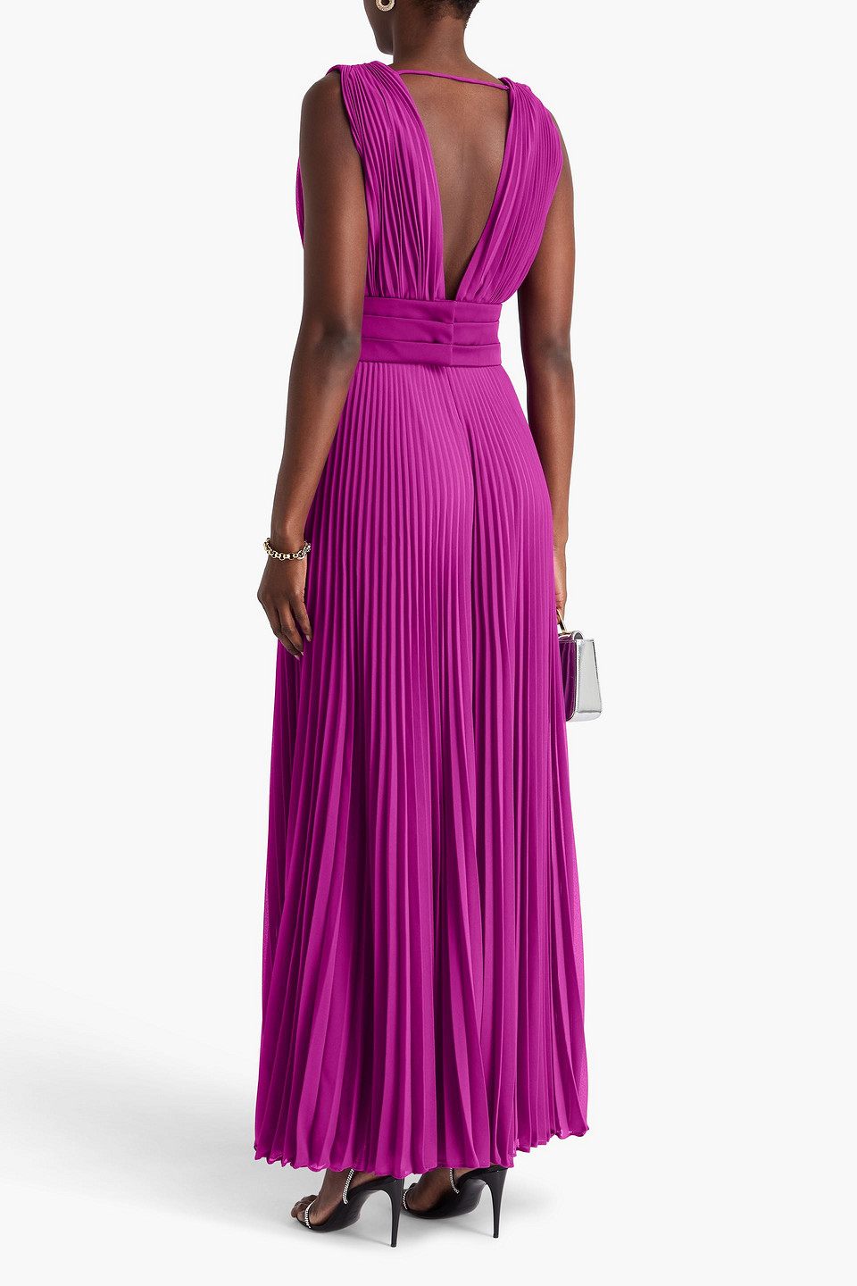  Max Mara - Pleated Georgette Jumpsuit - Purple - It 42 