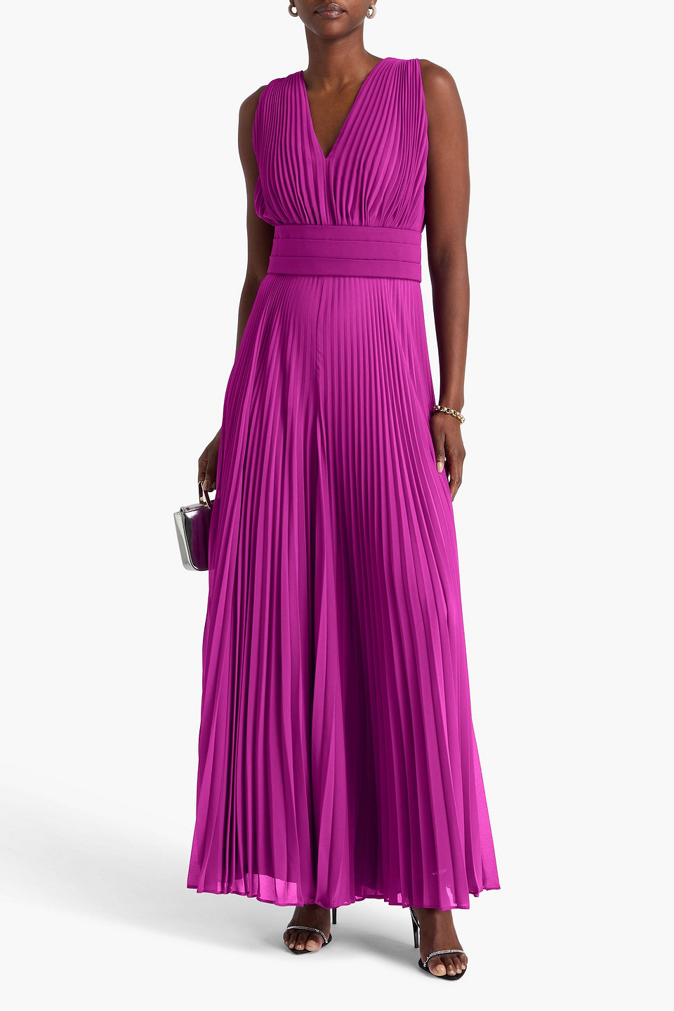  Max Mara - Pleated Georgette Jumpsuit - Purple - It 42 